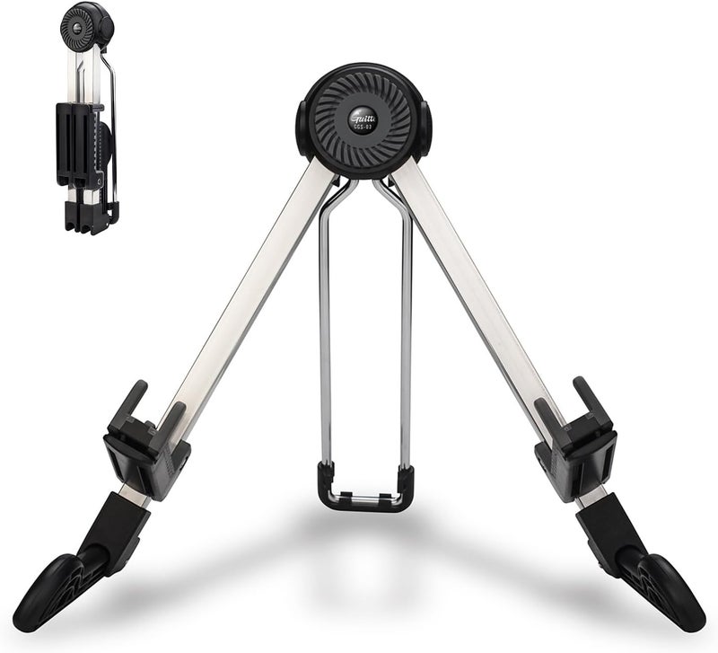 Guitto Guitar Stand - Electric and Acoustic, Floor Standing Holder for Guitars, Bass, Banjo, Cello - Portable, Foldable, and Small A-Frame Design GGS-03 - Image 1